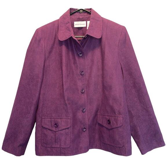Alfred Dunner Purple Lined Suede Feel Button Jacket size 10 - Picture 1 of 8